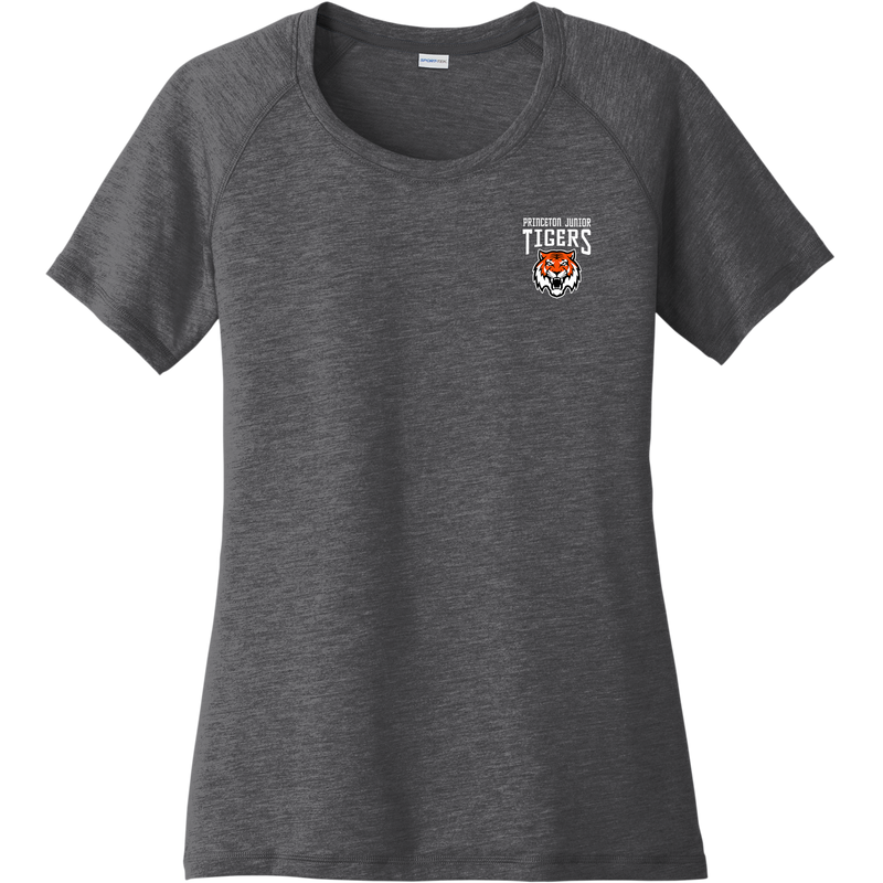 Princeton Jr. Tigers Ladies PosiCharge Tri-Blend Wicking Scoop Neck Raglan Tee