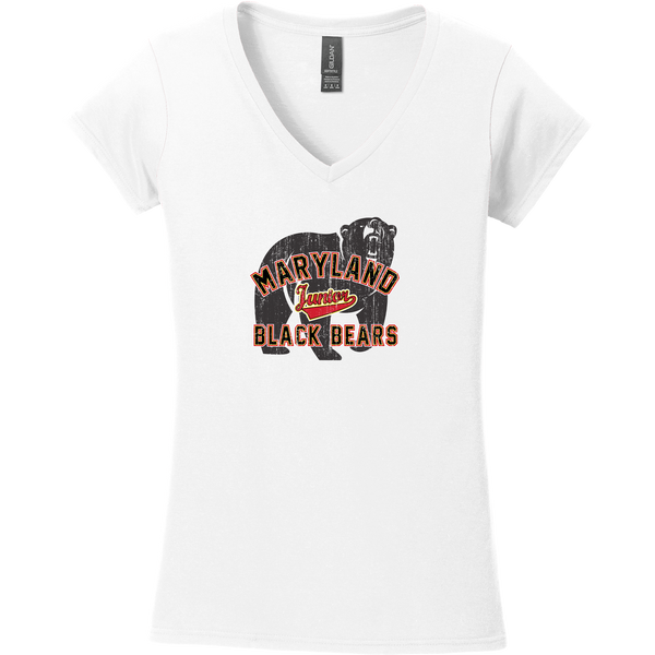 MD Jr. Black Bears Softstyle Ladies Fit V-Neck T-Shirt