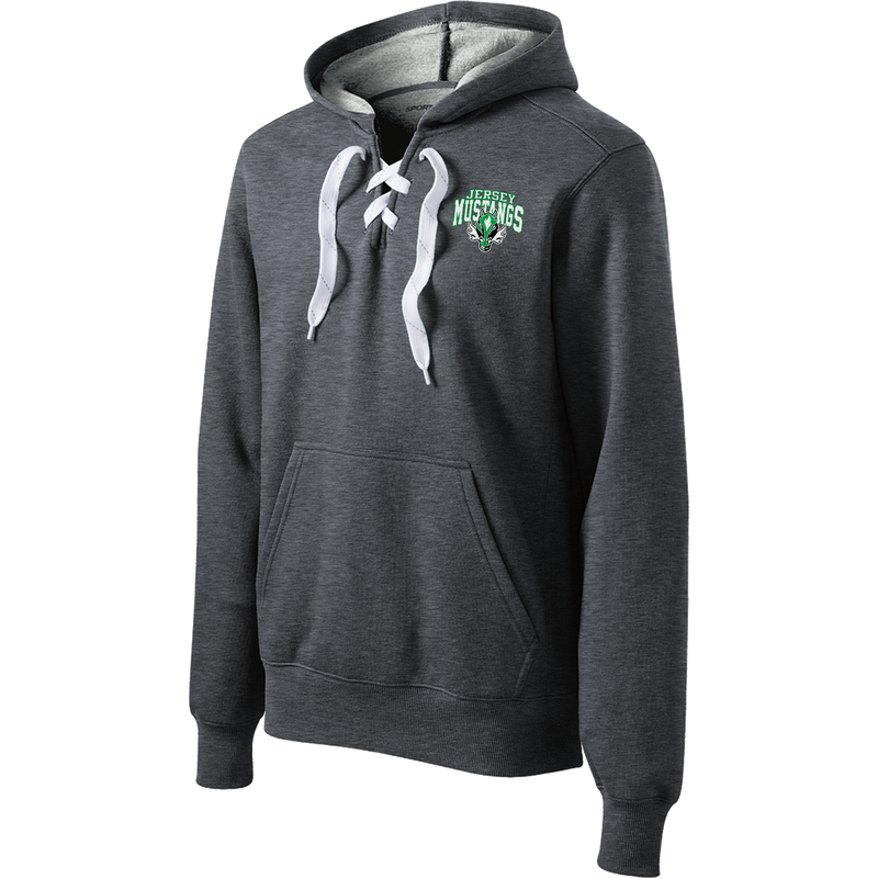 Jersey Mustangs Lace Up Pullover Hooded Sweatshirt