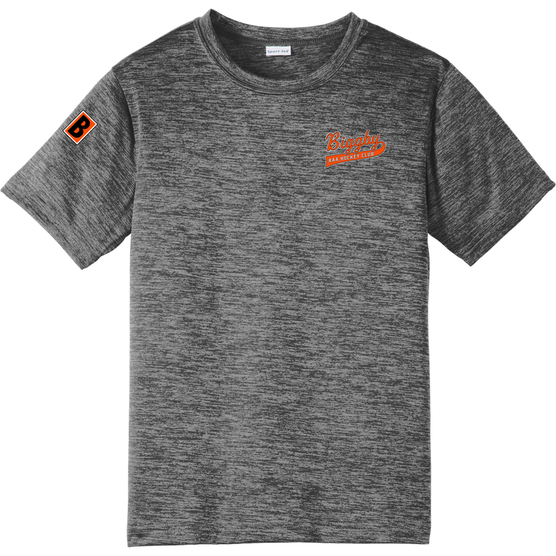 Biggby Coffee AAA Youth PosiCharge Electric Heather Tee