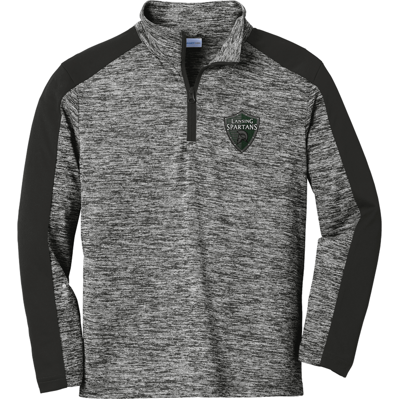 Lansing Spartans Youth PosiCharge  Electric Heather Colorblock 1/4-Zip Pullover