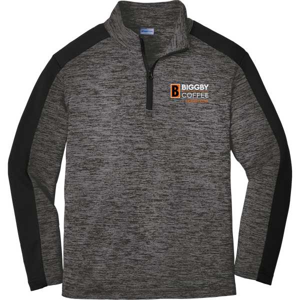 Biggby Coffee Hockey Club Youth PosiCharge  Electric Heather Colorblock 1/4-Zip Pullover